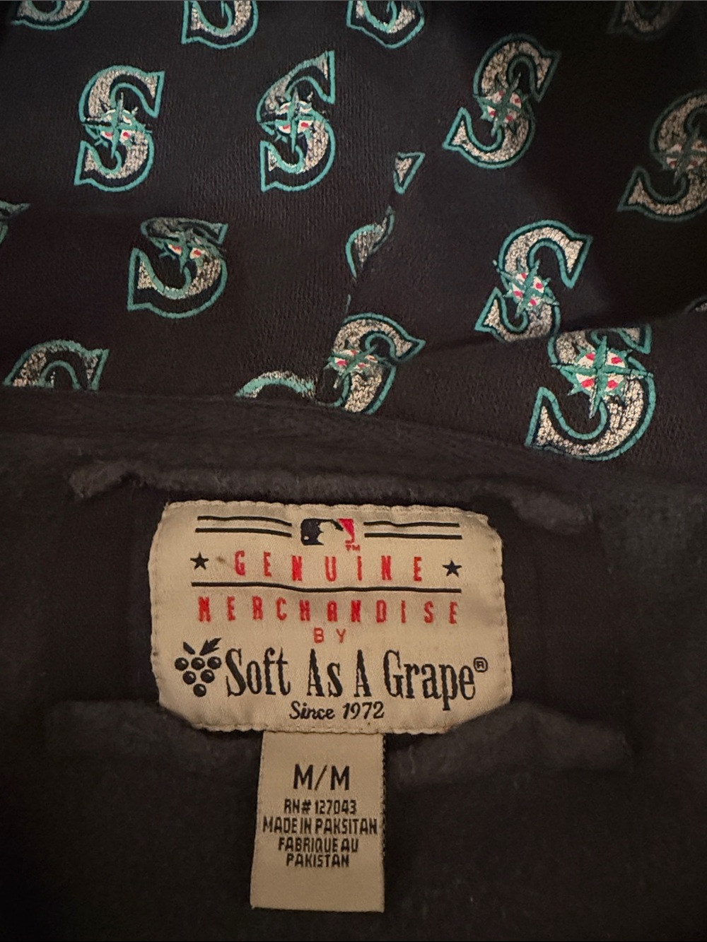 Seattle Mariners Zip Up Hoodie with Stitched Logo - Genuine Merchandise - Picture 2 of 6